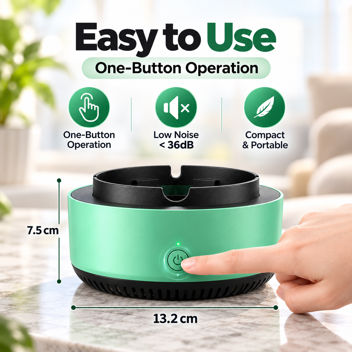 Smoke-Reducing Air Purifier Ashtray for Home & Car